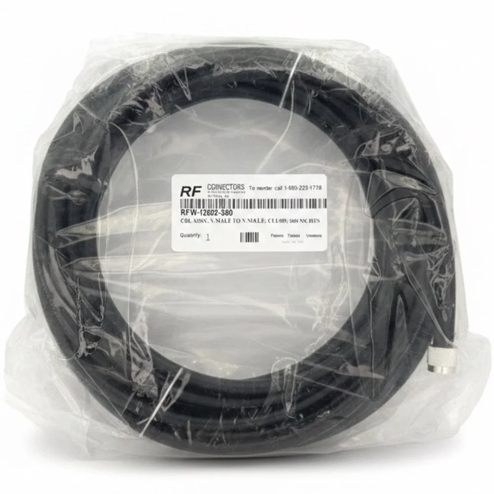 RF Industries RFW-12602-360 N Male to N Male CUI-400 Coaxial Cable 30ft Black